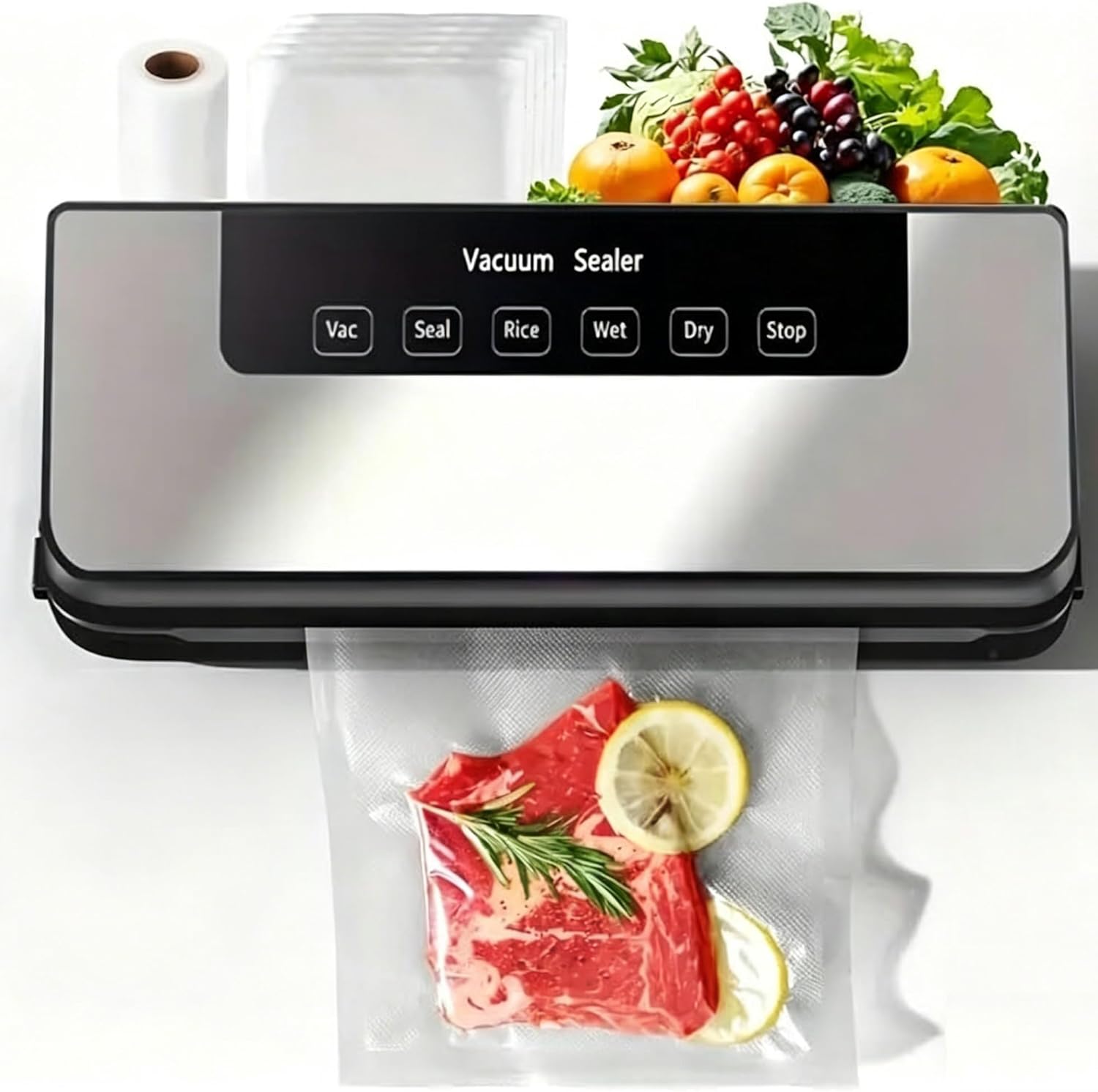 Aparat Profesional de Vidat Alimente 80KPa cu 10 Pungi – Masina de Sigilat pentru Alimente Umede si Uscate - imagine 2