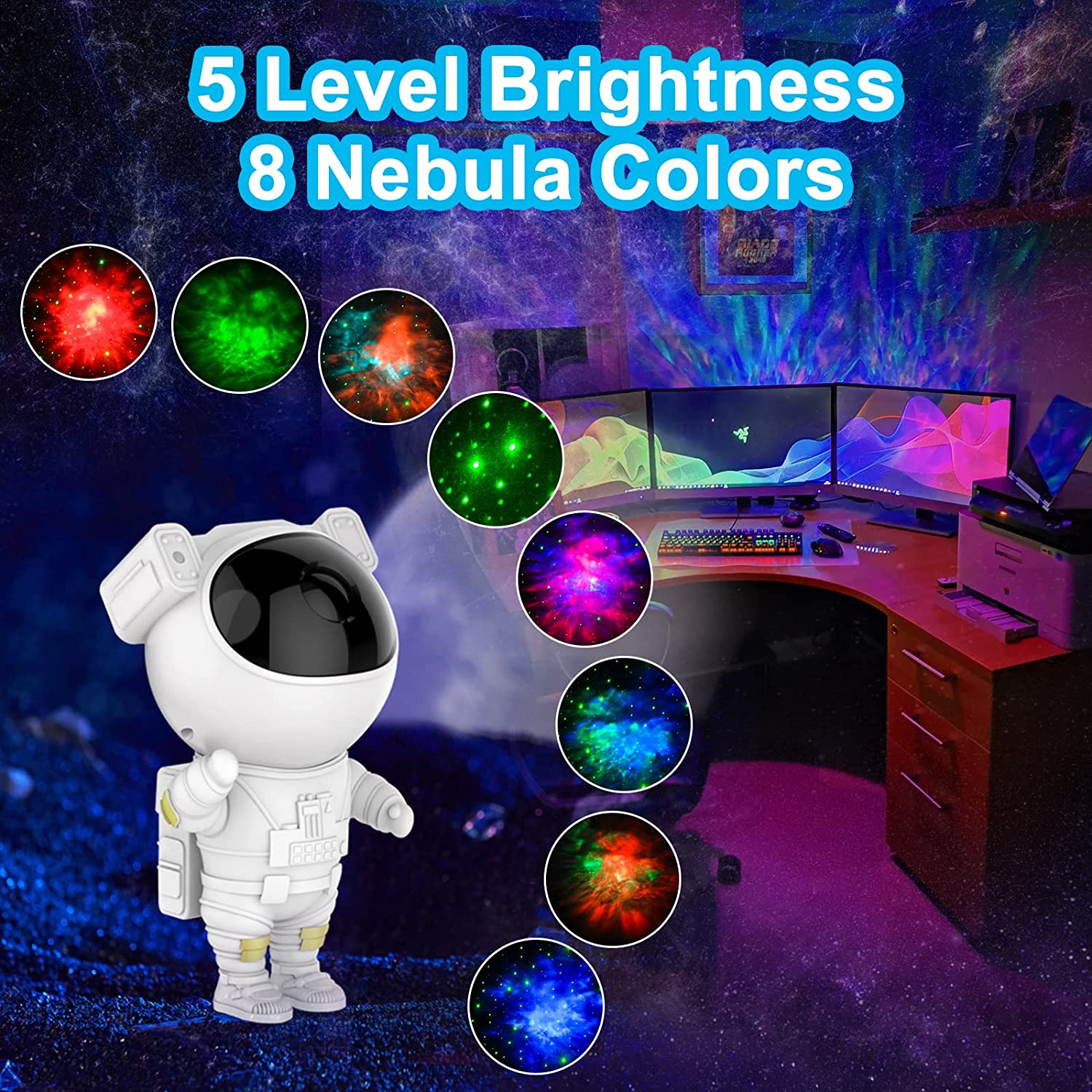 Proiector LED Astronaut cu Stele si Galaxii – Lampa de Noapte cu Telecomanda si Rotatie 360° - imagine 3